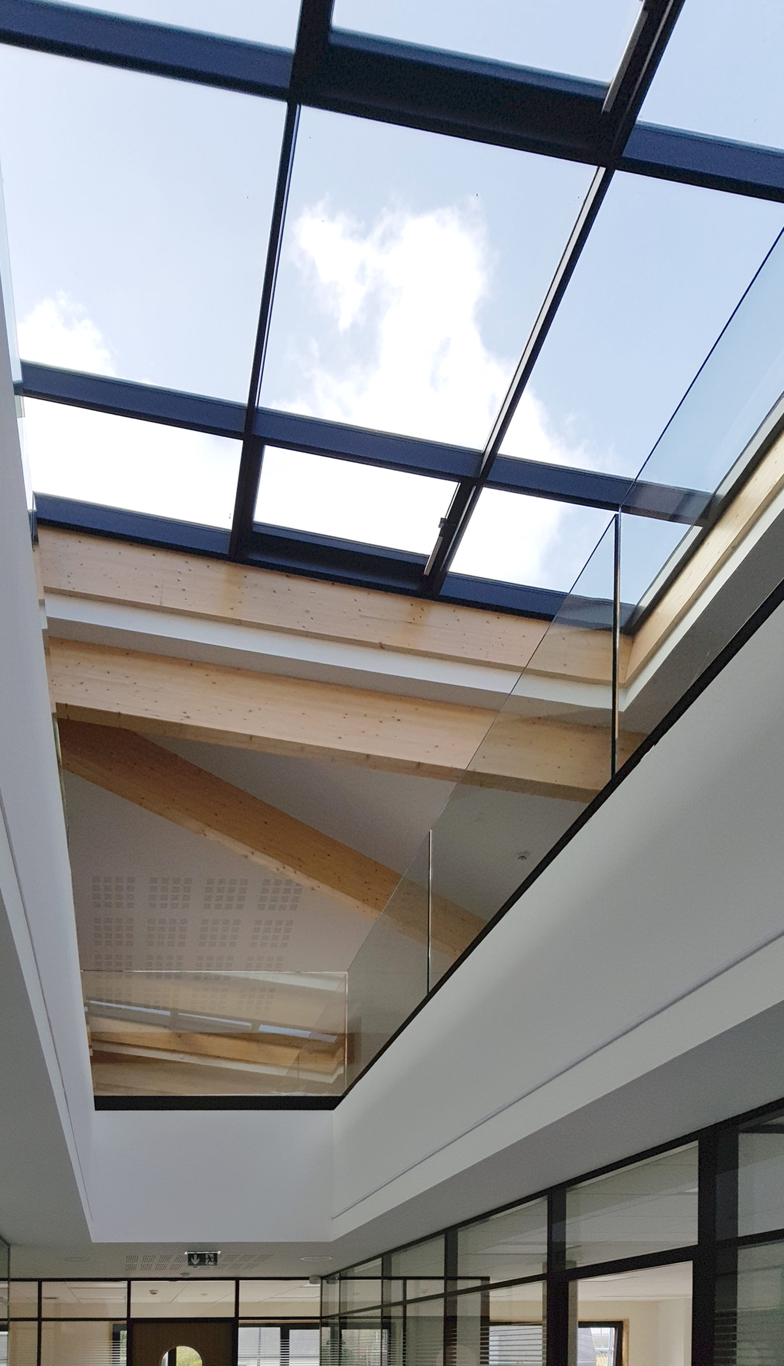 Verrière du bâtiment des services informatiques de la société Triballat